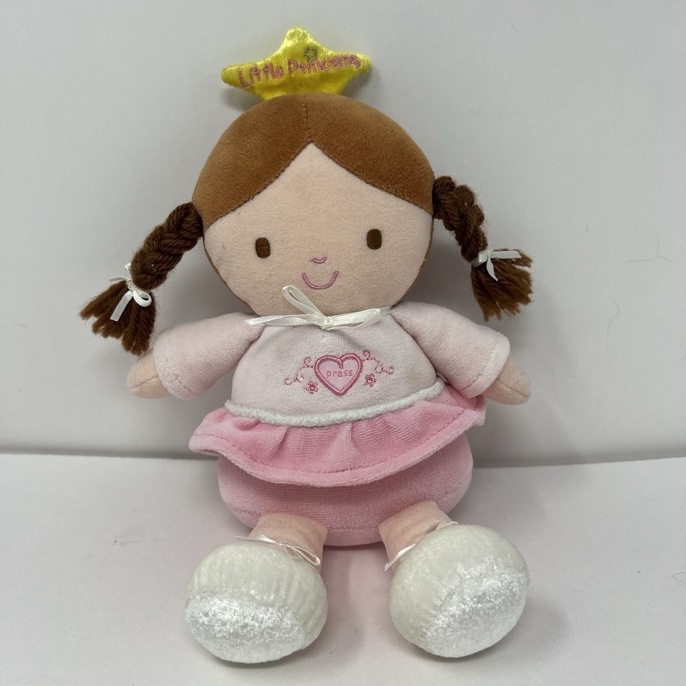 Carters Plush Little Princess Doll Pink Soft Stuffed Baby Toy Lovey 9" -no sound